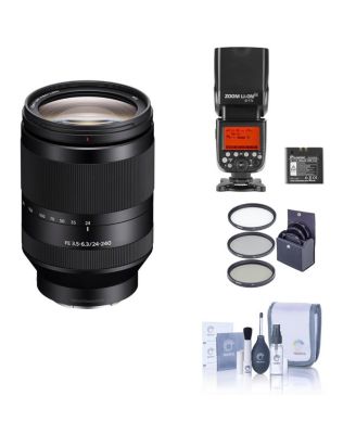 Sony FE 24-240mm f/3.5-6.3 OSS Lens, w/Zoom Li-ion R2 TTL Flash,Filter Kit