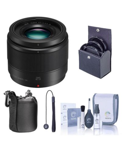 Panasonic Lumix G 25mm f/1.7 ASPH Lens for MFT w/46mm Filter Kit, Soft Case