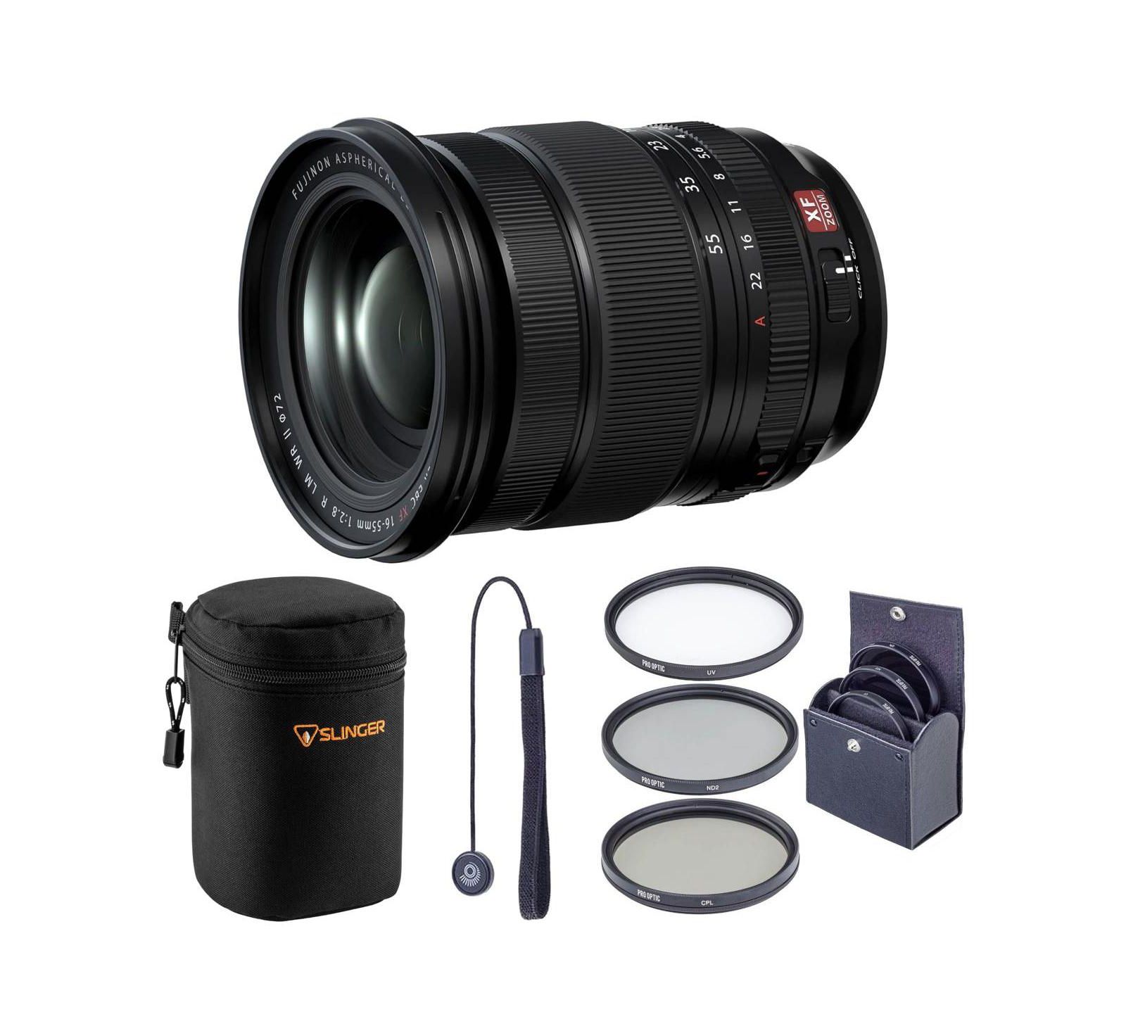 Объектив Fujifilm XF 16-55mm f/2.8 R LM WR II, комплект с набором фильтров 72 мм, чехлом для объектива, шнурком для крышки и набором для чистки