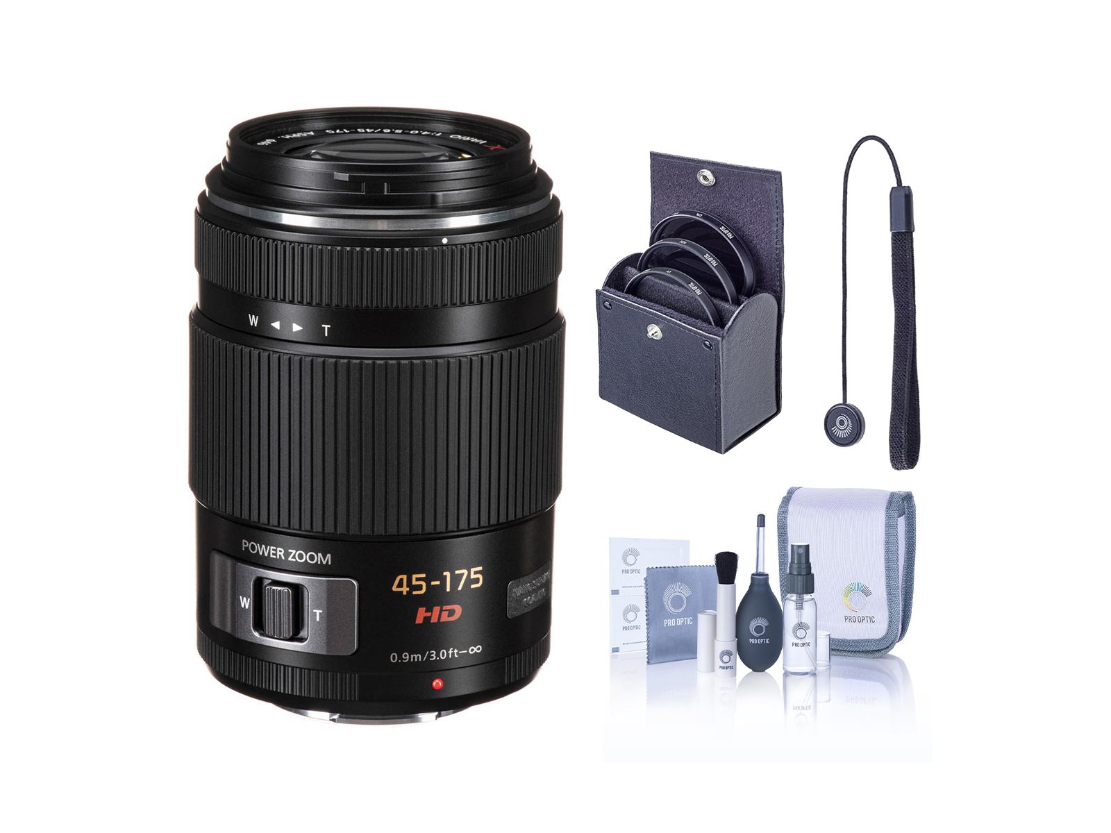 Panasonic LUMIX G X Vario PZ 45-175mm f/4.0-5.6 Aspherical Lens для Micro Four Thirds, Black, комплект с фильтром 46mm