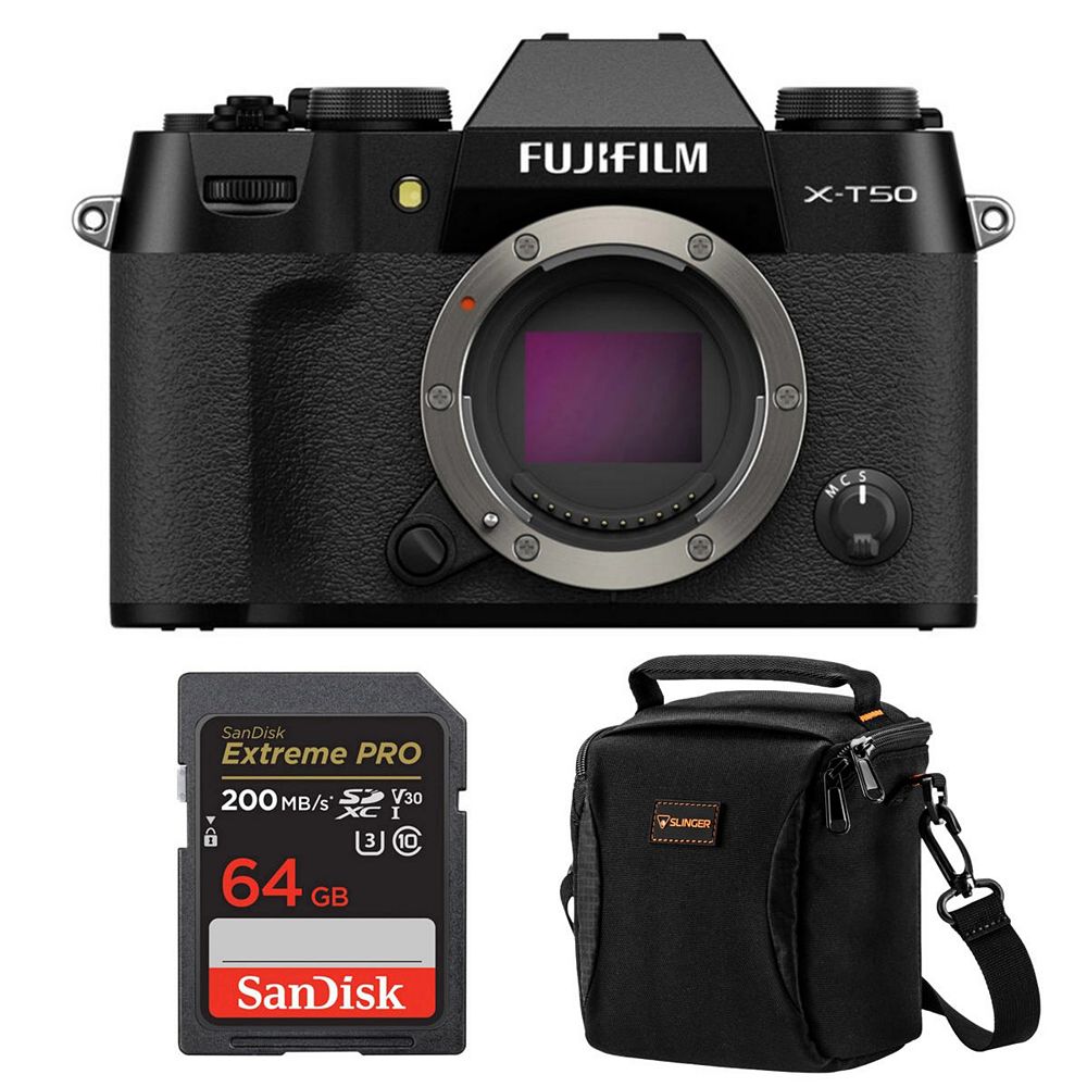 Fujifilm X-T50 Mirrorless Camera, Black, Bundle with Included Value