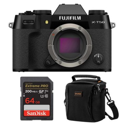 Зеркальная камера Fujifilm X-T50 Black с картой памяти 64GB SDXC и сумкой
