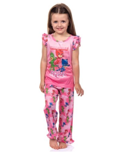 PJ Masks Little Girls Gekko Catboy Power Heroes Ruffle 2-Piece Pajama Set Sleepwear