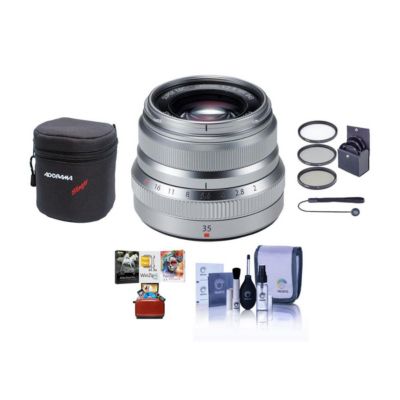 Объектив Fujifilm XF 35mm f/2 R WR Silver, комплект с фильтром 43mm, чехлом и набором для чистки