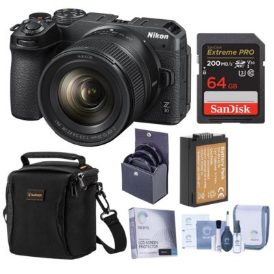 Nikon Z 30 беззеркальная камера с объективом NIKKOR Z DX 12-28mm f/3.5-5.6 PZ VR, комплект с картой памяти 64 ГБ, сумкой на плечо, батареей EN-EL25