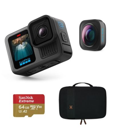 GoPro HERO13 Black, с модулем широкоугольной камеры POV, картой памяти 64GB, чехлом EVA