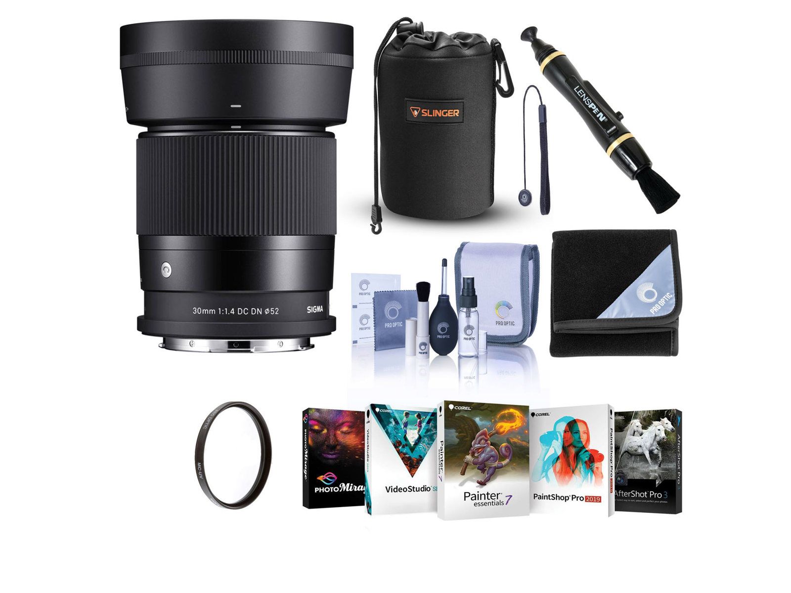 Объектив Sigma 30mm f/1.4 DC DN Contemporary для L Mount, комплект с UV-фильтром 52mm, чехлом для объектива, набором для чистки и крышкой