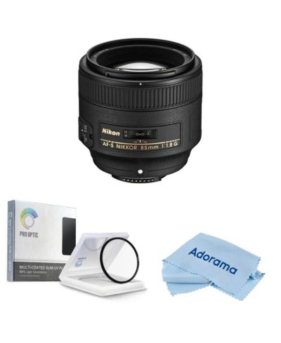 Nikon 85mm f/1.8G FX AF-S NIKKOR объектив, комплект с ProOptic 67mm многослойным UV фильтром и салфеткой для чистки