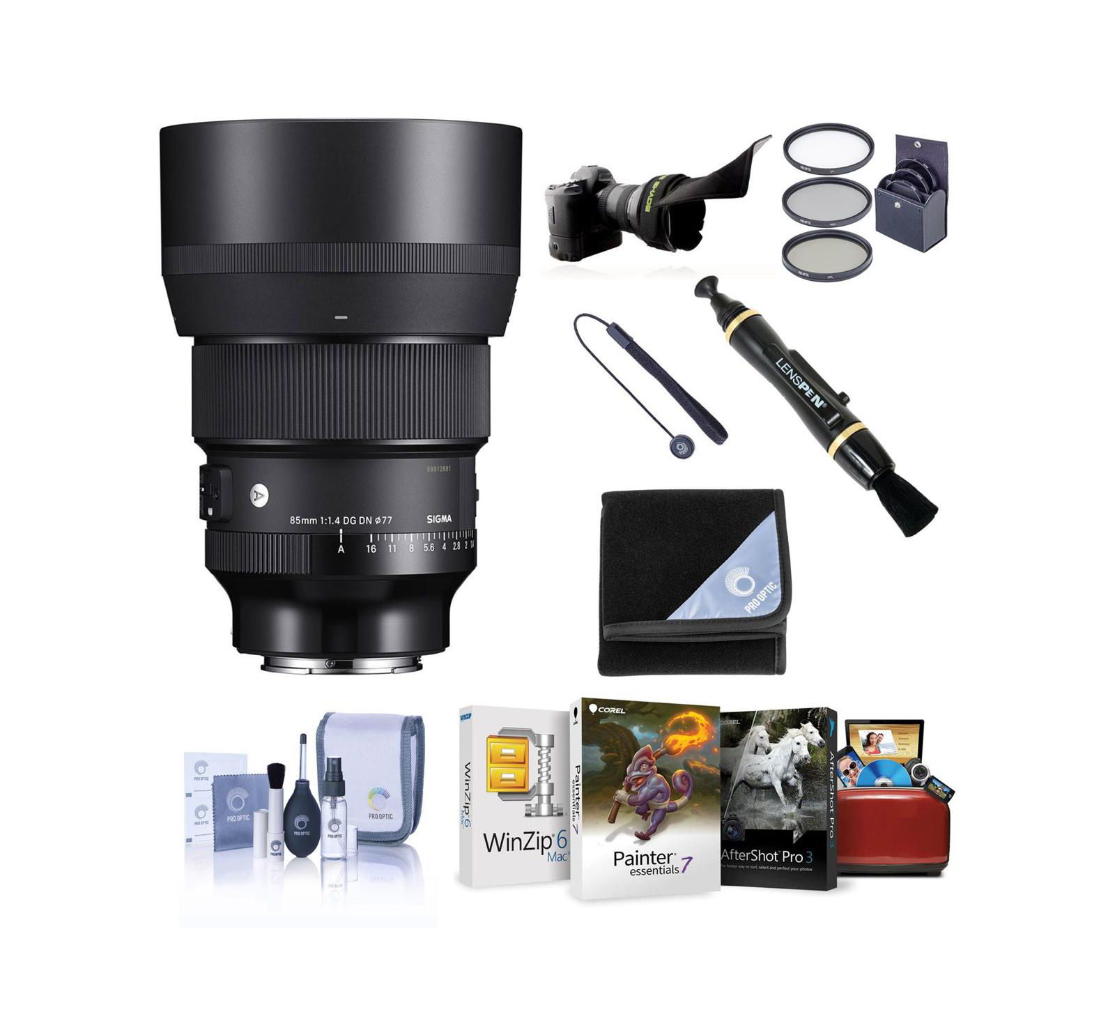 Sigma 85mm f/1.4 DG DN ART Lens for Sony E with Mac Software  Acc Kit