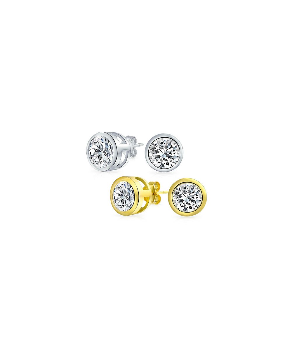 Серьги Bling Jewelry CZ Stud Gold Plated