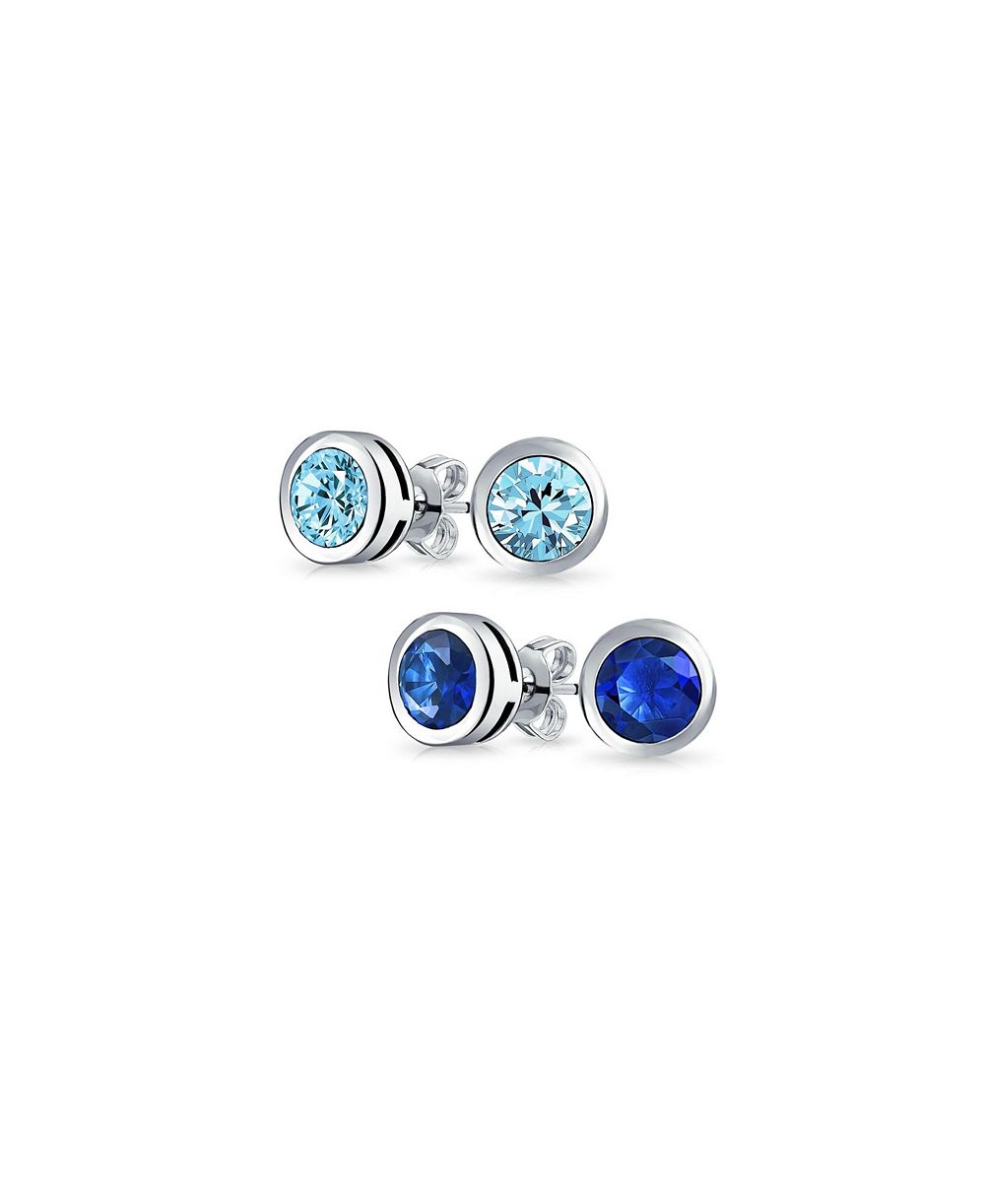 Bling Jewelry комплект из 2 серег-гвоздиков CZ Gold Plated Sterling Silver