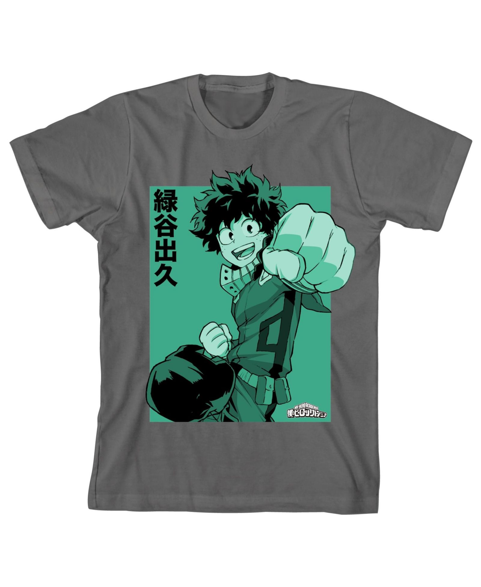 My Hero Academia Deku Punch Boy's Charcoal T-shirt-Large