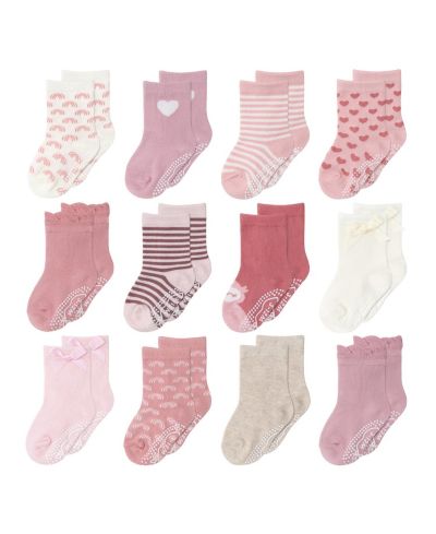 The Peanutshell Baby Girls 12pk Cotton Socks, Blush/Mauve