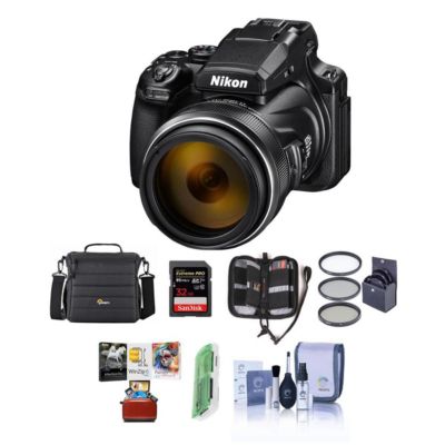 Цифровая камера Nikon COOLPIX P1100 Black, комплект с чехлом + 32GB SD карта + набор фильтров 77mm + набор для чистки
