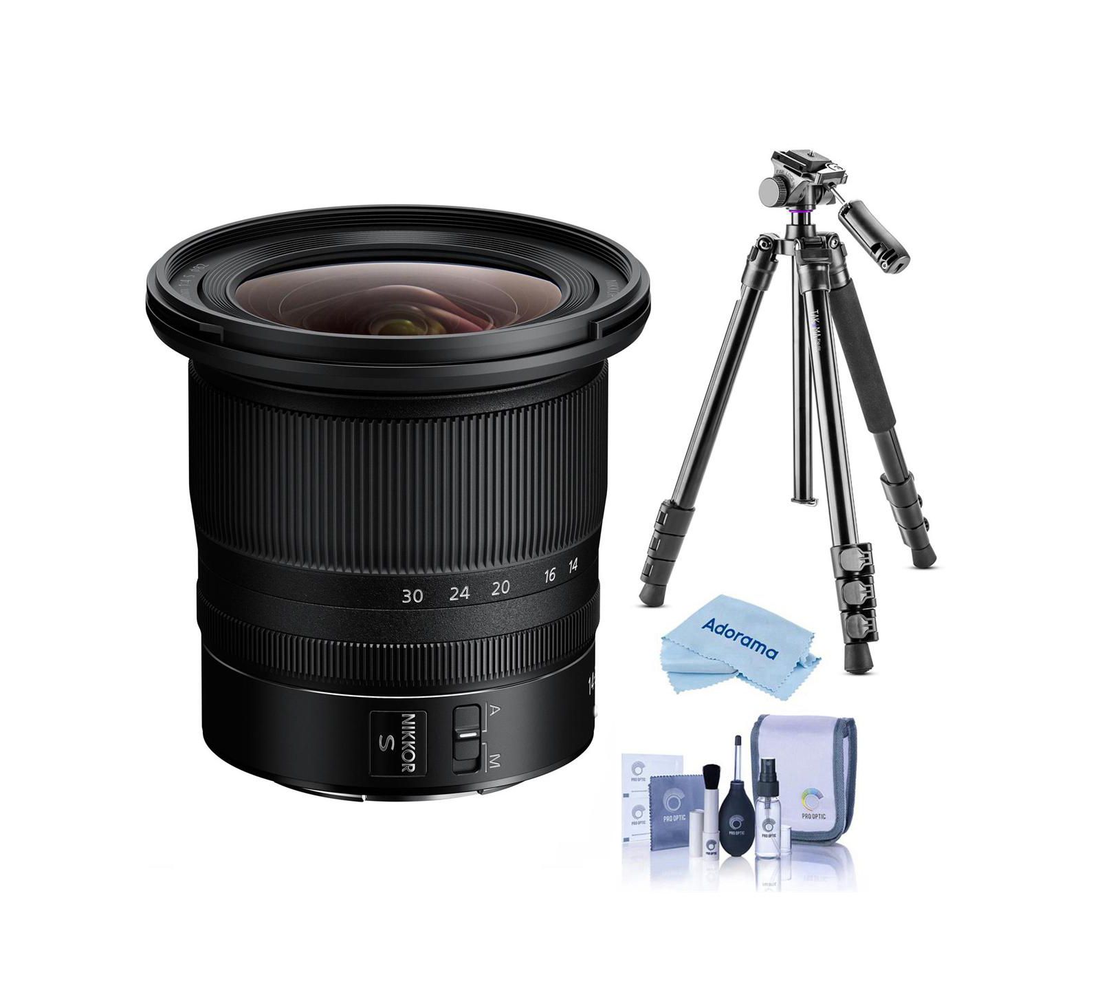 Nikon NIKKOR Z 14-30mm f/4 S Lens w/Takama 3-Sec Aluminum Video Tripod Kit