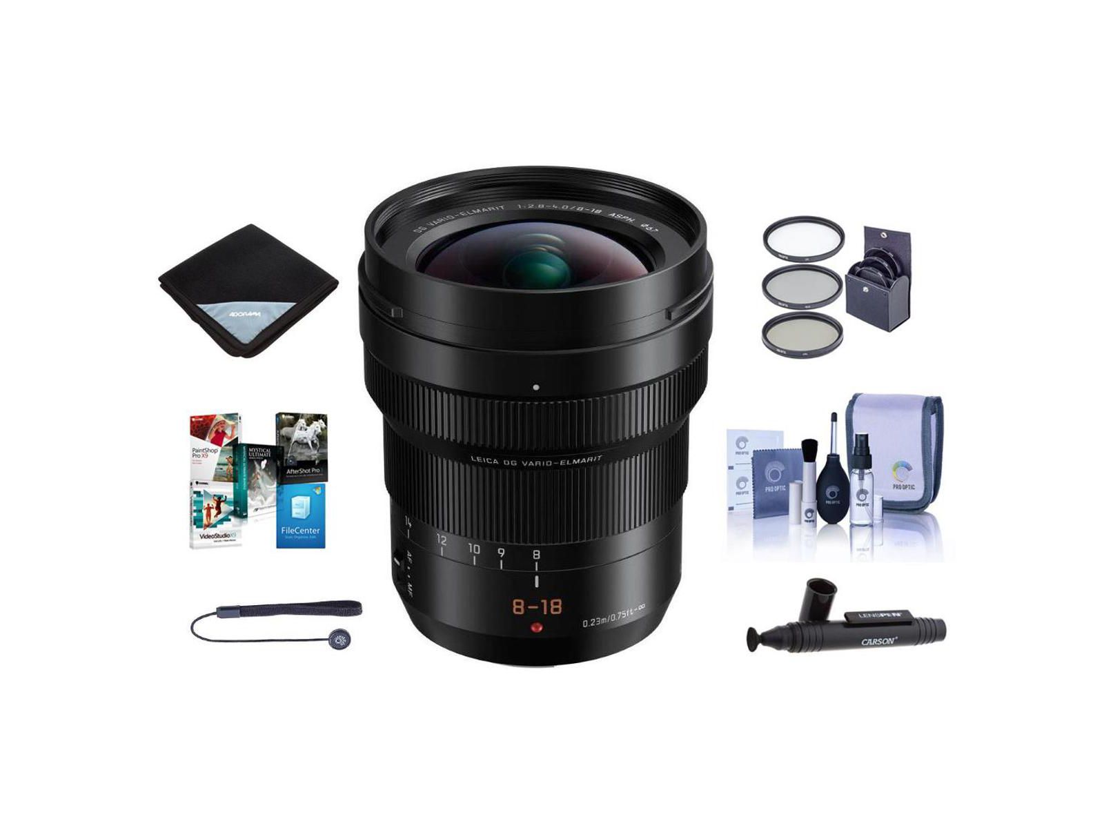 Panasonic Lumix DG Leica Vario-Elmarit 8-18mm f/2.8-4 Asph. Zoom объектив для Micro Four Thirds — комплект с фильтром 67mm и набором для чистки