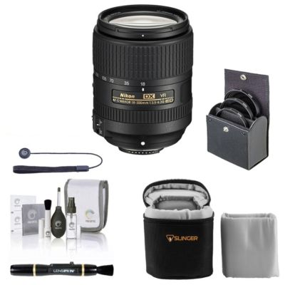 Nikon объектив 18-300mm f/3.5-6.3G ED IF AF-S DX NIKKOR VR, комплект с фильтром ProOptic 67 мм, мягким чехлом, средством для чистки объектива, набором для чистки и колпачком