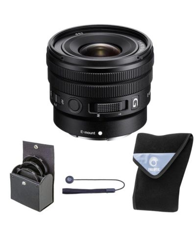Sony E PZ 10-20mm f/4 G Lens, Bundle w/62mm Filter Kit  15x15" Lens Wrap