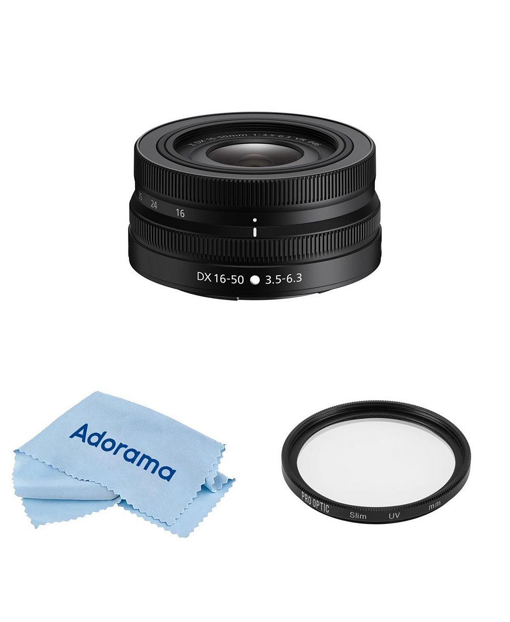 Nikon NIKKOR Z DX 16-50mm f/3.5-6.3 VR объектив, комплект с многопокрытым UV фильтром ProOptic Pro Digital 46 мм, салфеткой для чистки