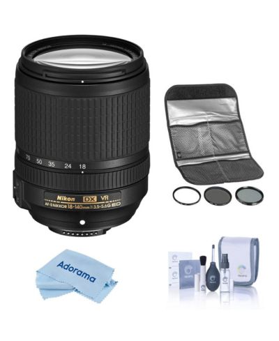 Объектив Nikon 18-140mm f/3.5-5.6G ED AF-S DX NIKKOR VR, комплект с набором фильтров Hoya 77mm Digital Filter Kit II, набором для чистки и салфеткой