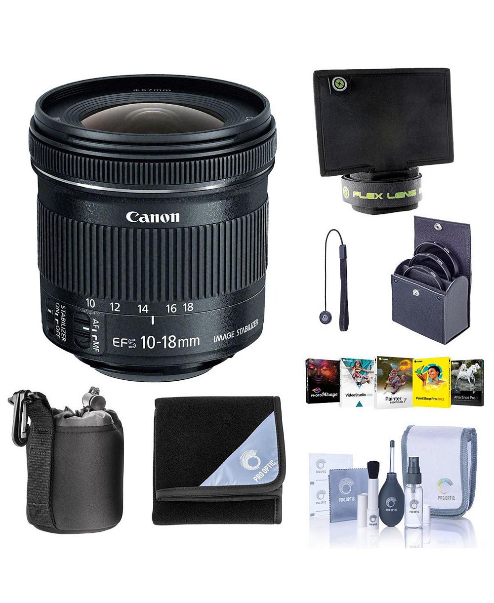 Объектив Canon EF-S 10-18mm f/4.5-5.6 IS STM с набором фильтров ProOptic 67mm, чехлом и комплектом для чистки