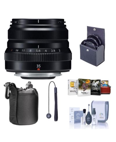 Fujifilm XF 35mm f/2 R WR Lens, Black, w/43mm Filter Kit, Mac Software,Case