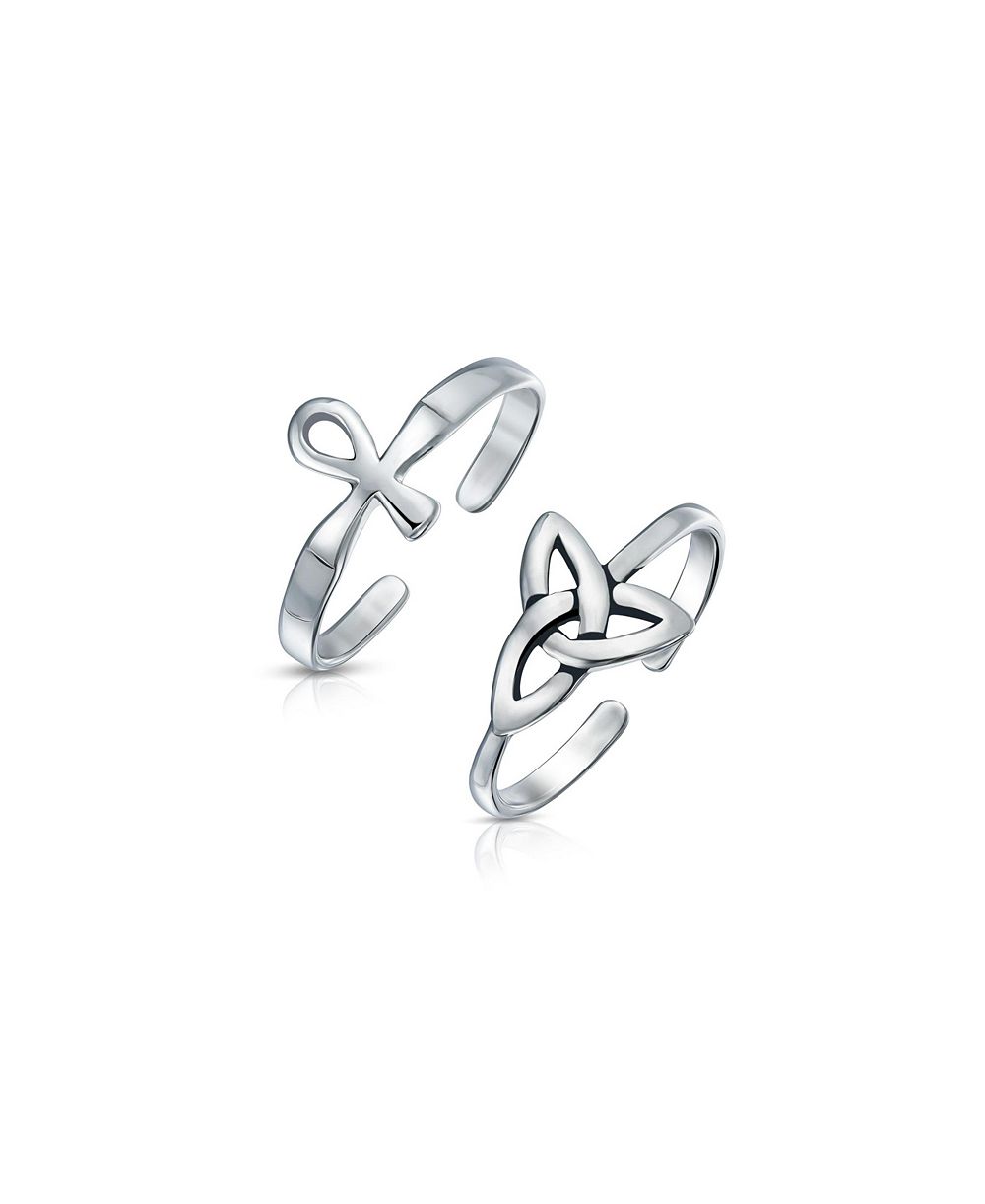 Набор колец Bling Jewelry Egyptian Ankh Cross и Celtic Trinity Knot.925 Silver Sterling
