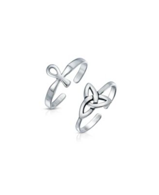 Набор колец Bling Jewelry Egyptian Ankh Cross и Celtic Trinity Knot.925 Silver Sterling