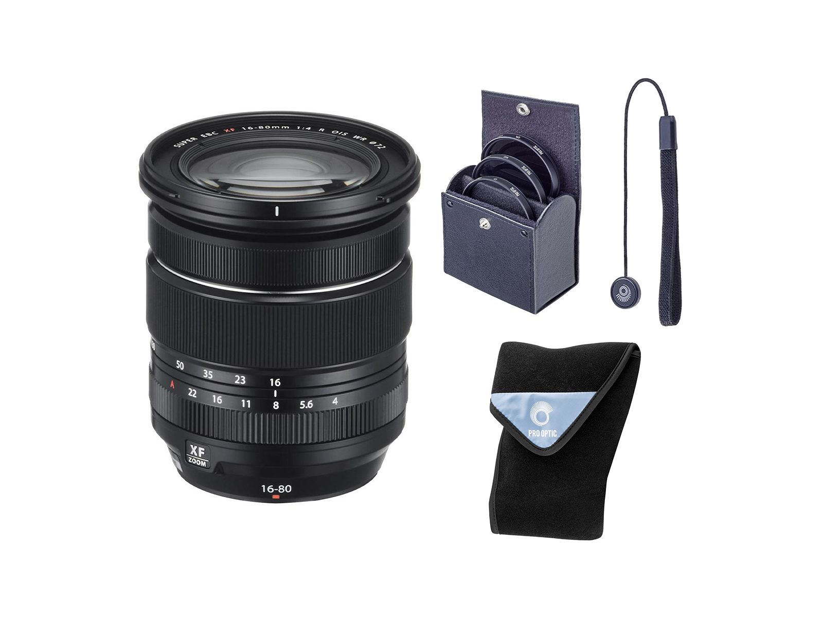 Fujifilm XF 16-80mm f/4.0 R OIS WR Lens, 72mm Filter Kit  15x15" Lens Wrap