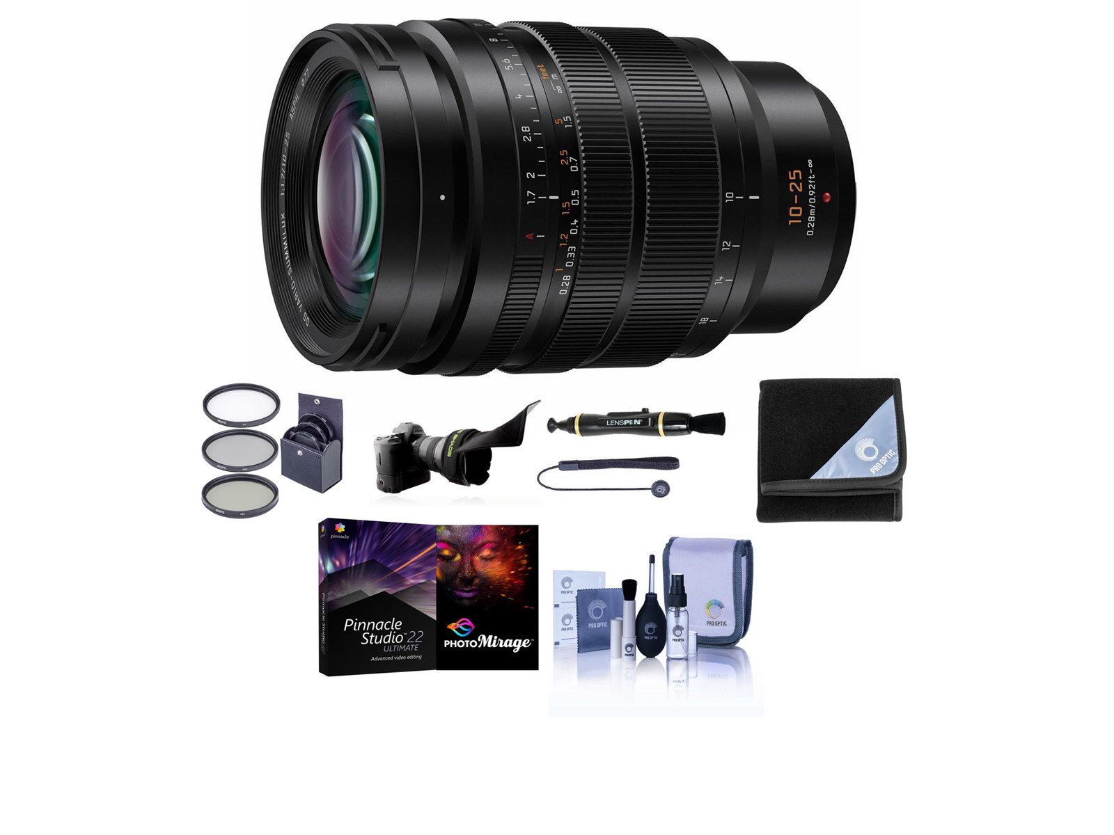 Panasonic Lumix G Leica DG Vario-Summilux 10-25mm f/1.7 Lens, MFT w/PC Acc Kit