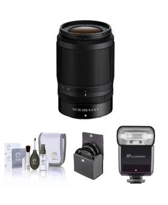 Nikon NIKKOR Z DX 50-250mm f/4.5-6.3 VR Lens, Bundle with Flashpoint Zoom-Mini TTL R2 Flash, ProOptic 62mm Filter Kit, Cleaning Kit