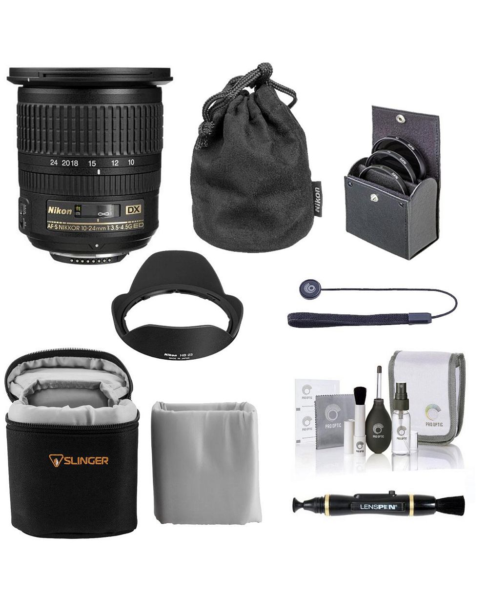 Объектив Nikon 10-24mm f/3.5-4.5G ED-IF AF-S DX NIKKOR, комплект с фильтром ProOptic 77mm, мягким чехлом, набором для чистки и креплением для крышки объектива