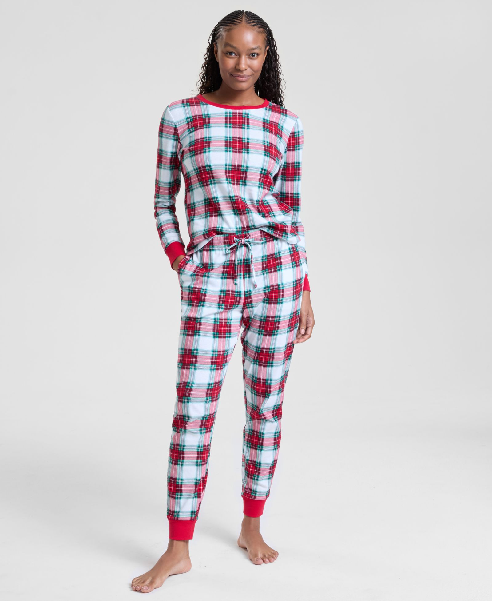 Женский праздничный комплект пижам Holiday Lane Merry Plaid Crew Neck