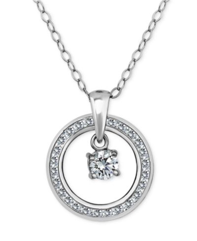 Giani Bernini Cubic Zirconia Orbital Halo Pendant Necklace, 16" + 2" extender, Macy's Exclusive