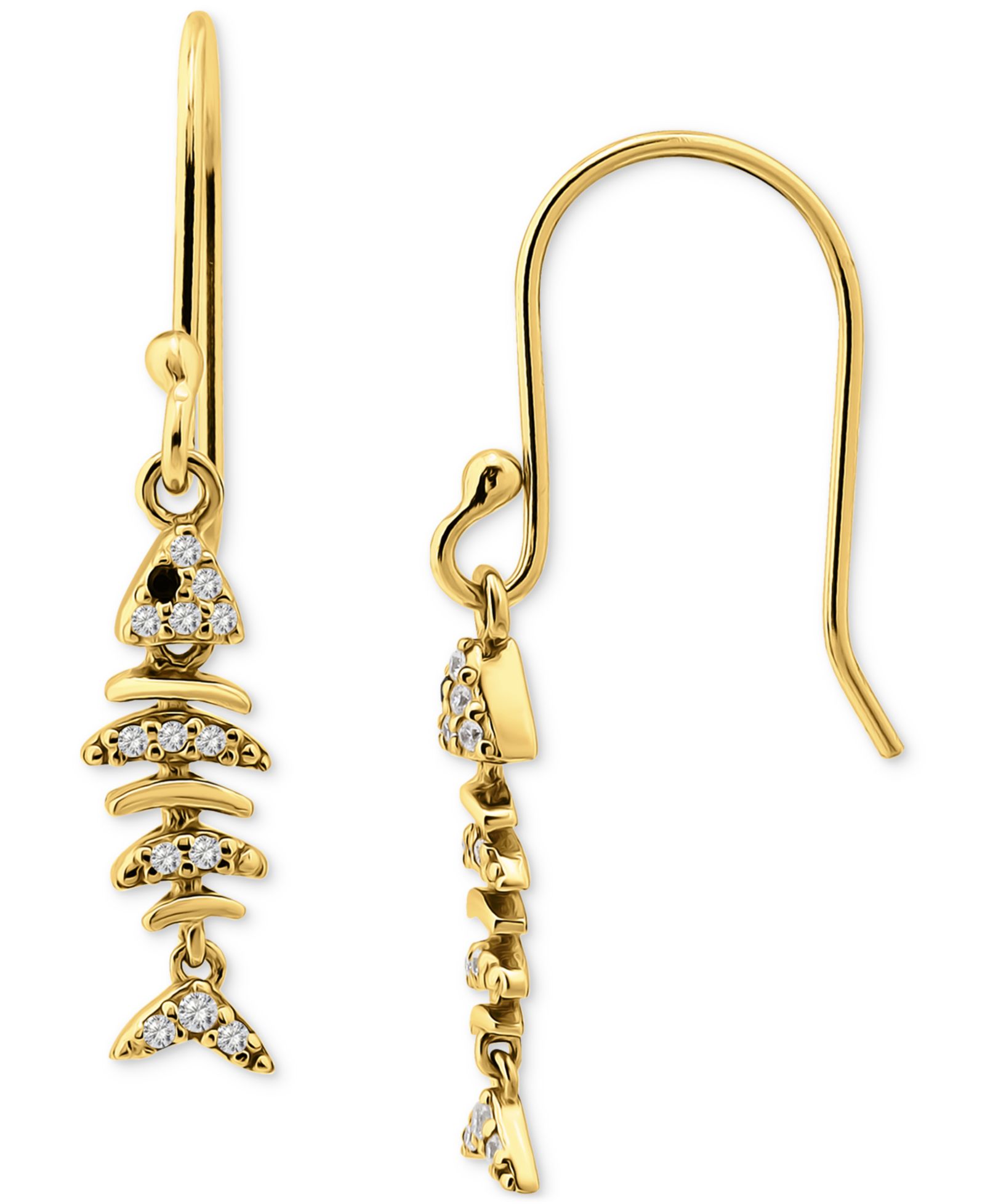 Giani Bernini Pavé Fish Drop Earrings in 18k Gold-Plated Sterling Silver (also in Sterling Silver), Exclusively at Macy's