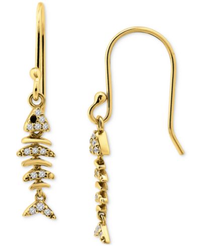 Giani Bernini серьги-подвески Pavé Fish из золота 18k и стерлингового серебра