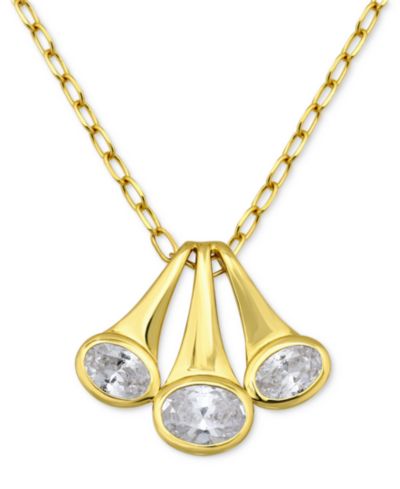 Giani Bernini Cubic Zirconia Triple Horn Pendant Necklace in 18k Gold-Plated Sterling Silver, Exclusively at Macy's