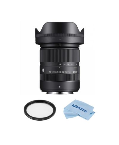 Объектив Sigma 18-50mm f/2.8 DC DN Contemporary для Fujifilm X с фильтром 55mm Multi Coated UV Slim и салфеткой из микрофибры