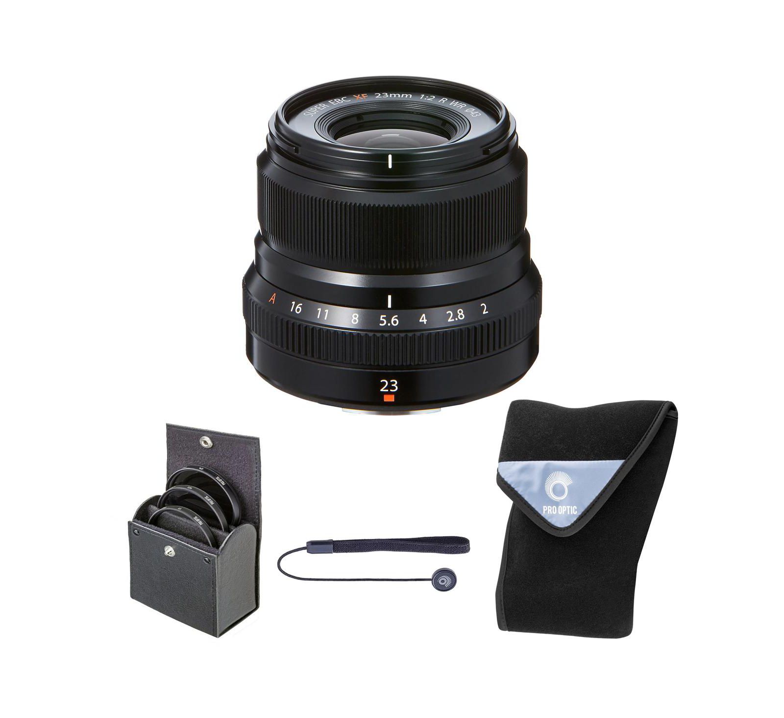 Fujifilm XF 23mm f/2 R WR Lens, w/43mm Filter Kit and 15x15" Lens Wrap