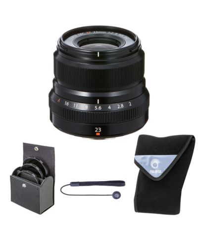 Объектив Fujifilm XF 23mm f/2 R WR, Black, комплект с набором фильтров 43mm Digital Essentials и чехлом для объектива 15x15"