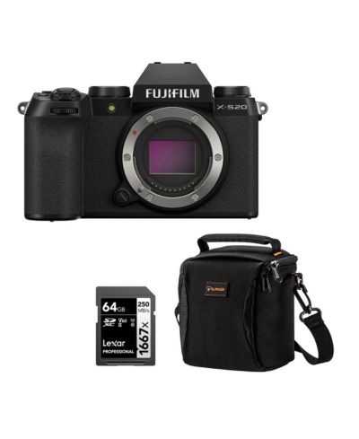 Fujifilm Беззеркальная камера X-S20, черная, комплект с картой памяти 64GB SDXC и сумкой через плечо