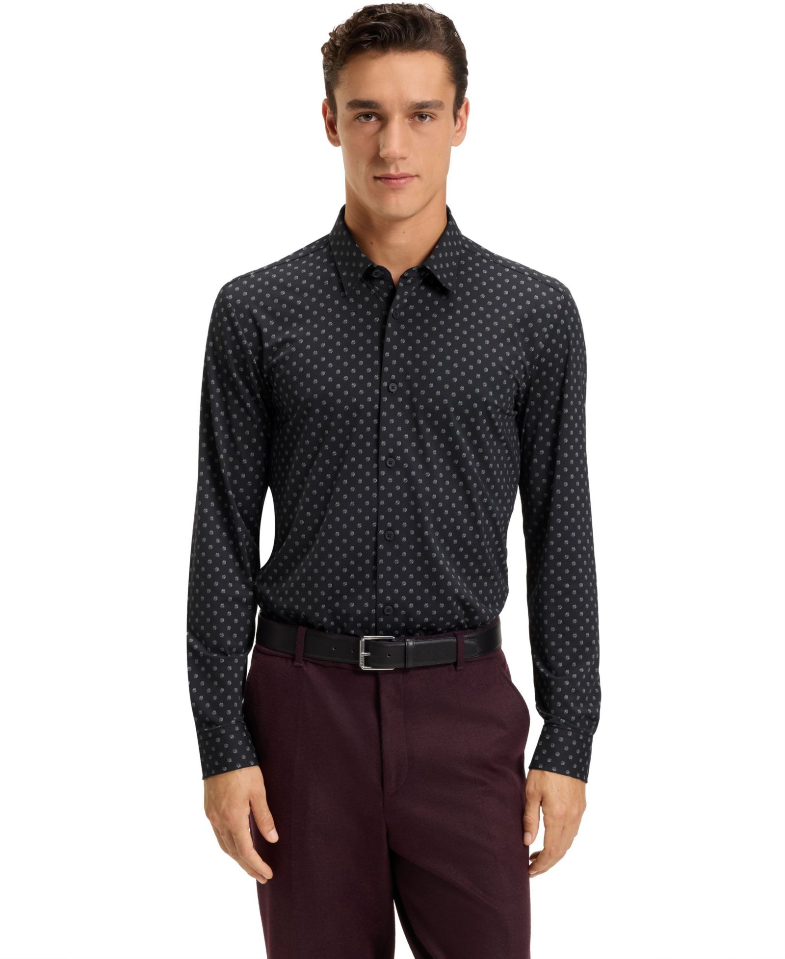 Мужская рубашка BOSS by Hugo Boss Performance-Stretch Slim-Fit Dress