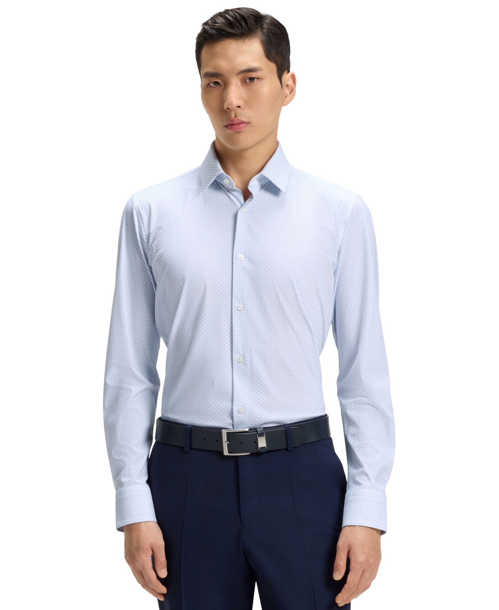 BOSS by Hugo Boss Мужская приталенная классическая рубашка Performance-Stretch Slim-Fit