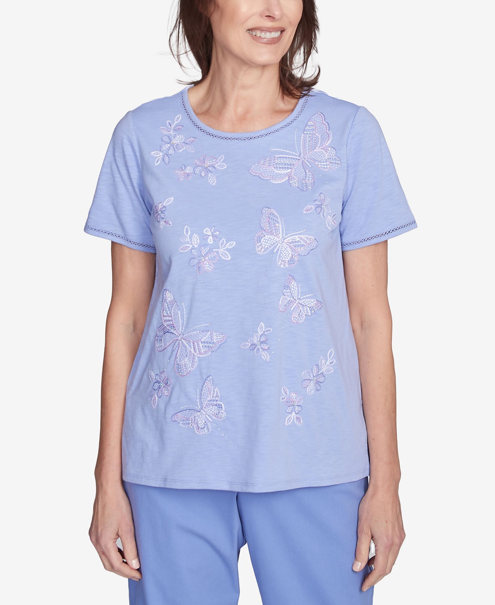 Детская футболка Alfred Dunner Petite Santa Fe Butterfly Embroidered Tee