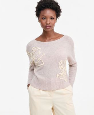 Женский кашемировый свитер Charter Club Petite Bold Floral Embroidery