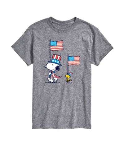 AIRWAVES Men's Peanuts Snoopy Woodstock Flag March Short Sleeve T-Shirt
