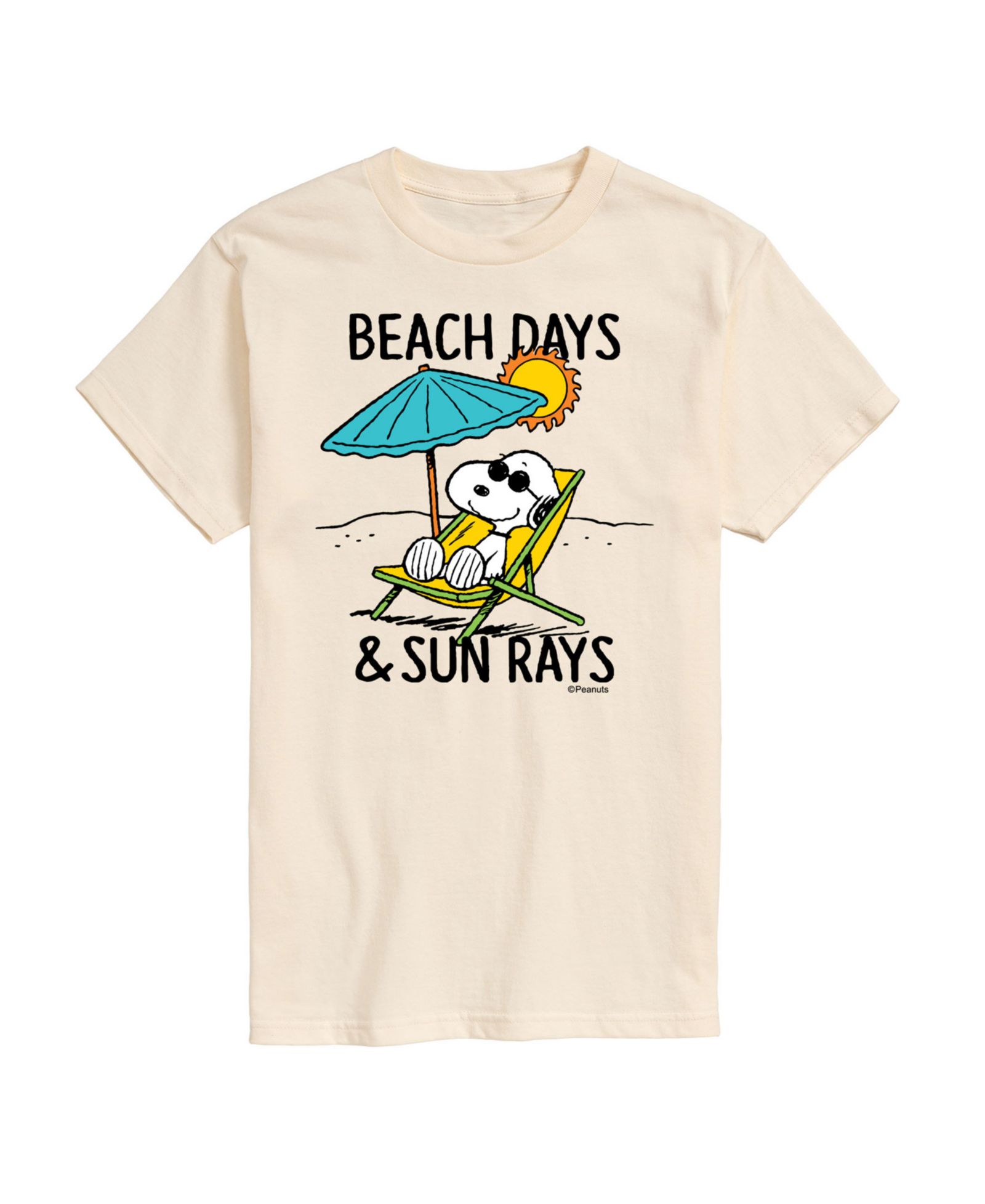 AIRWAVES Men's Peanuts Beach Days Sun Ray Short Sleeve T-Shirt