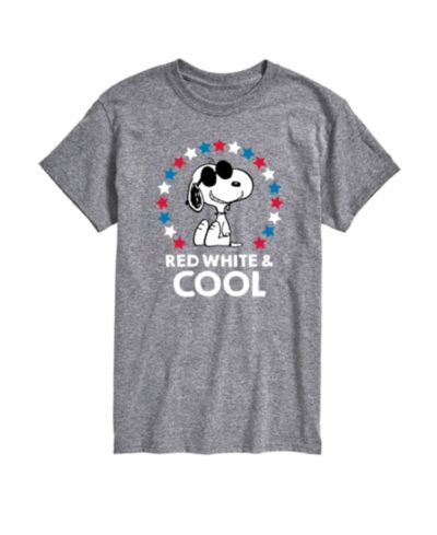 AIRWAVES Men's Peanuts Snoopy Flag Fireworks Short Sleeve T-Shirt