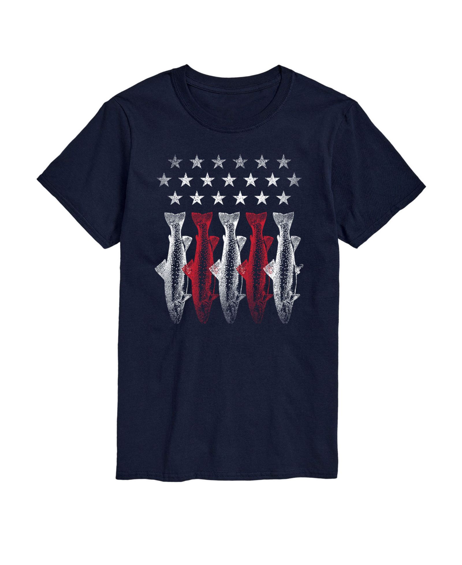 AIRWAVES Men's American Flag Fish Short Sleeve T-Shirt