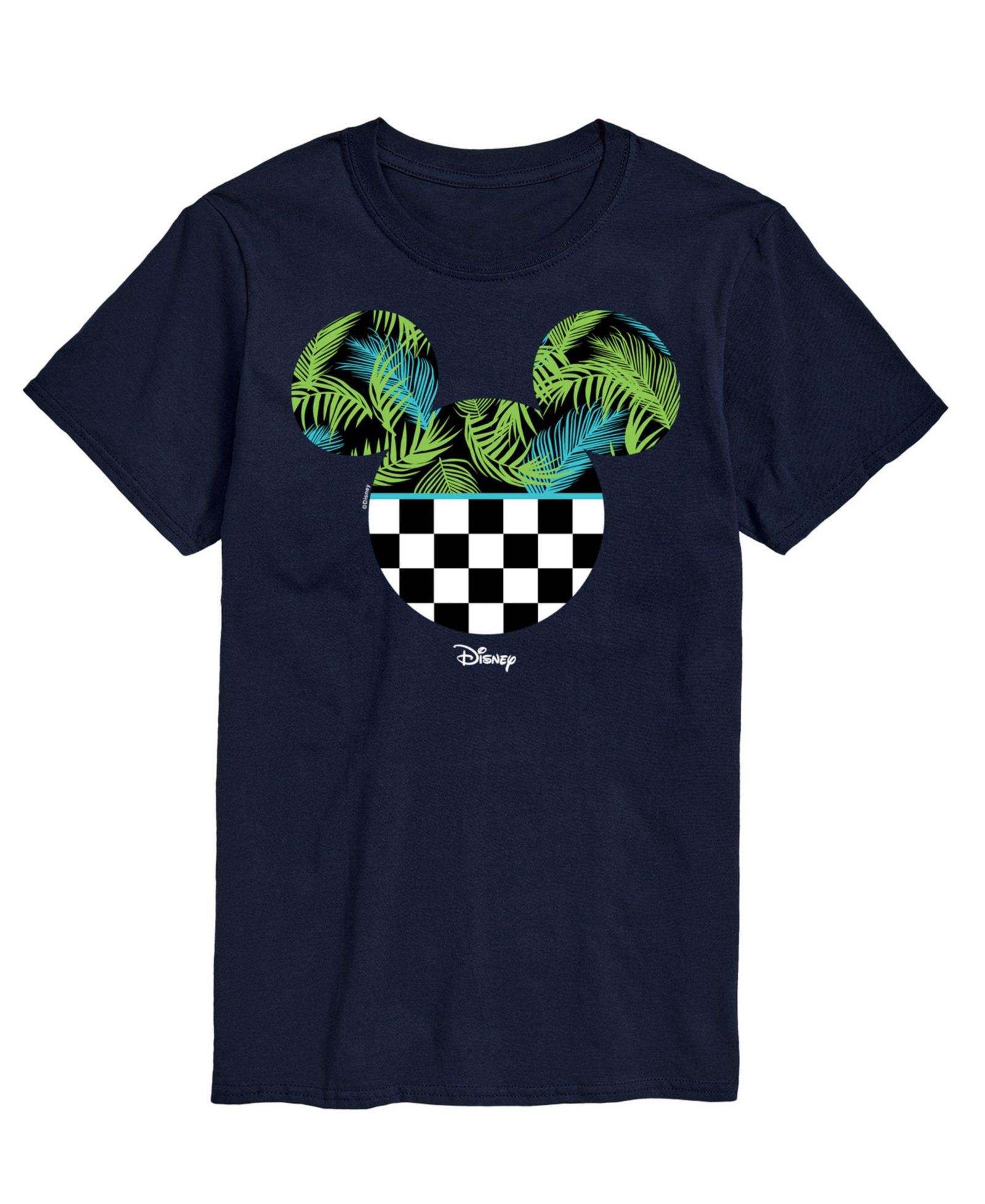 AIRWAVES Men's Disney Mickey Checkered Palm Head Short Sleeve T-Shirt